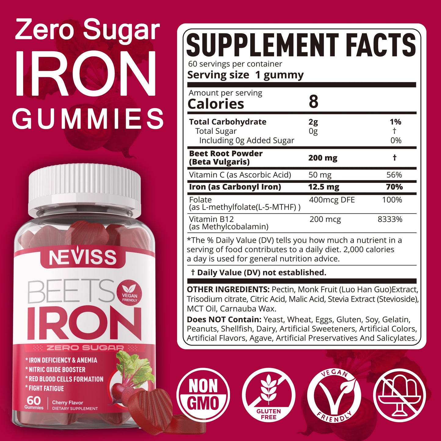 NEVISS Iron + Zinc Copper Gummies