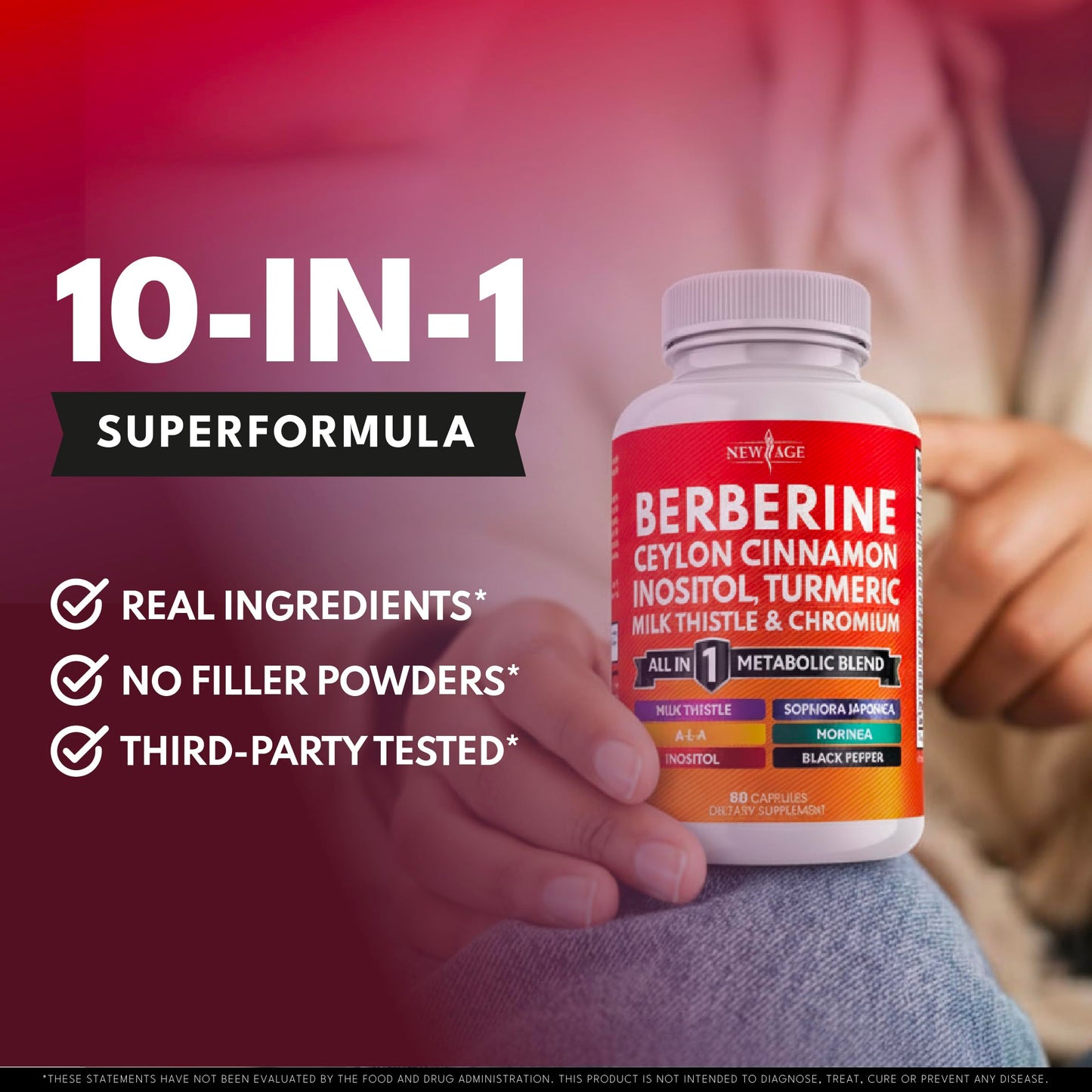 NEW AGE Berberine and Ceylon Cinnamon Supplement Capsules 120 Count