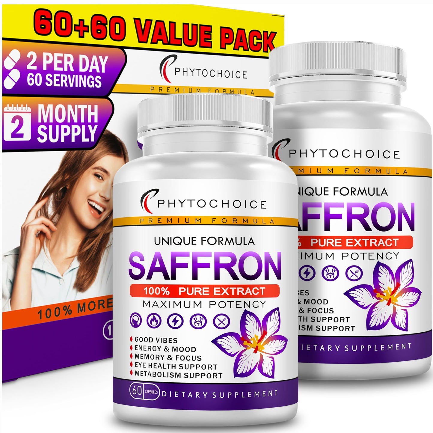 PHYTOCHOICE Saffron Extract Capsules 88.5 mg, 120 Capsules