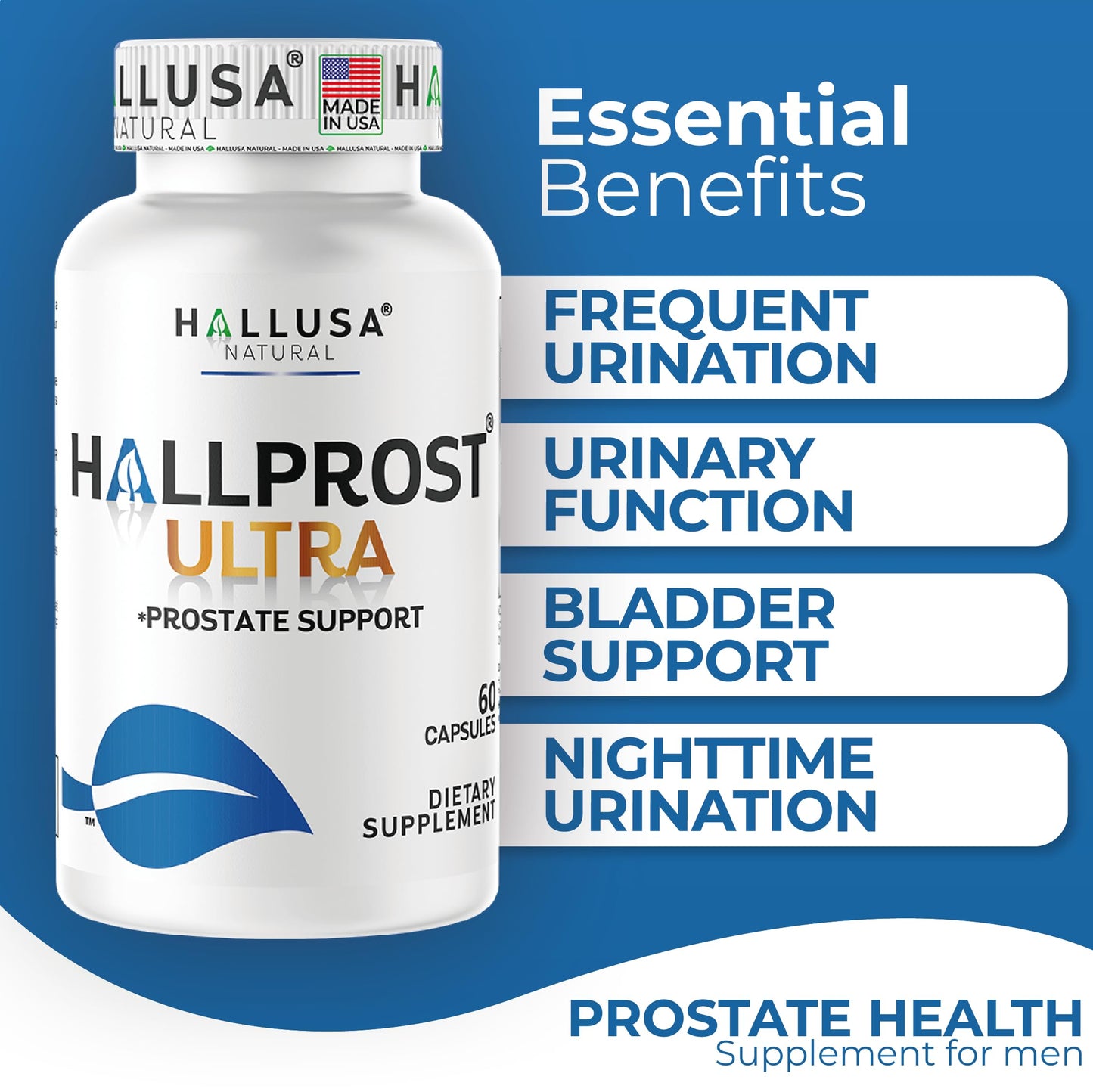 Hallusa Natural Hallprost Ultra Prostate Health Supplement for Men, 60 Capsules