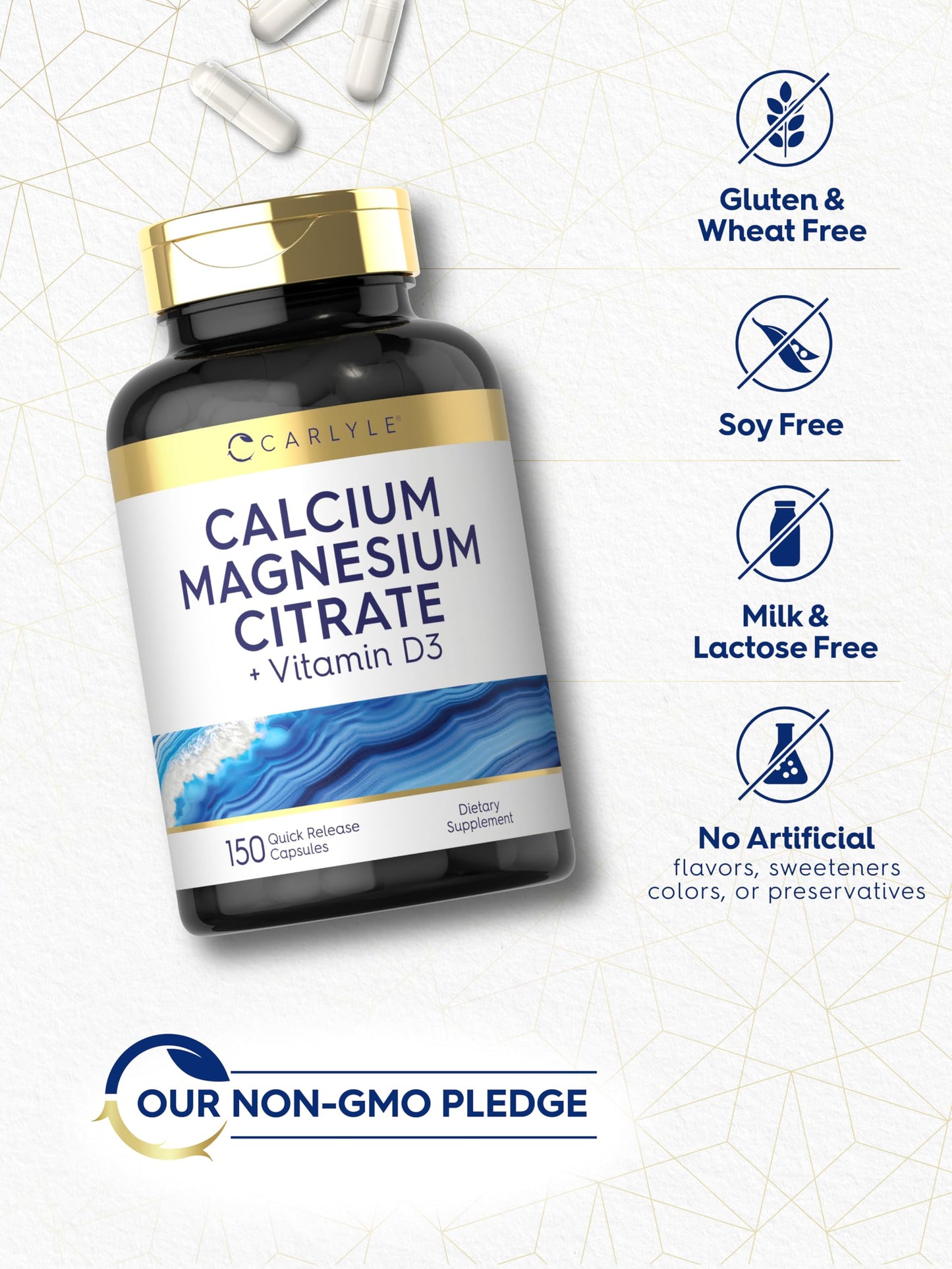 Carlyle Calcium Magnesium Citrate with Vitamin D3 Capsule, 150 Capsules