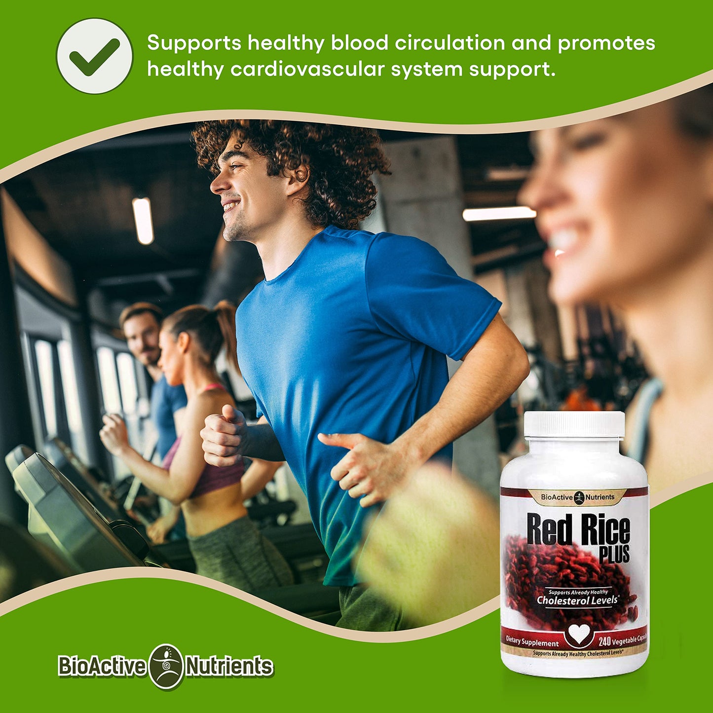BIOACTIVE NUTRIENTS Red Rice Plus Supplement Capsules 240 Count Cholesterol Support