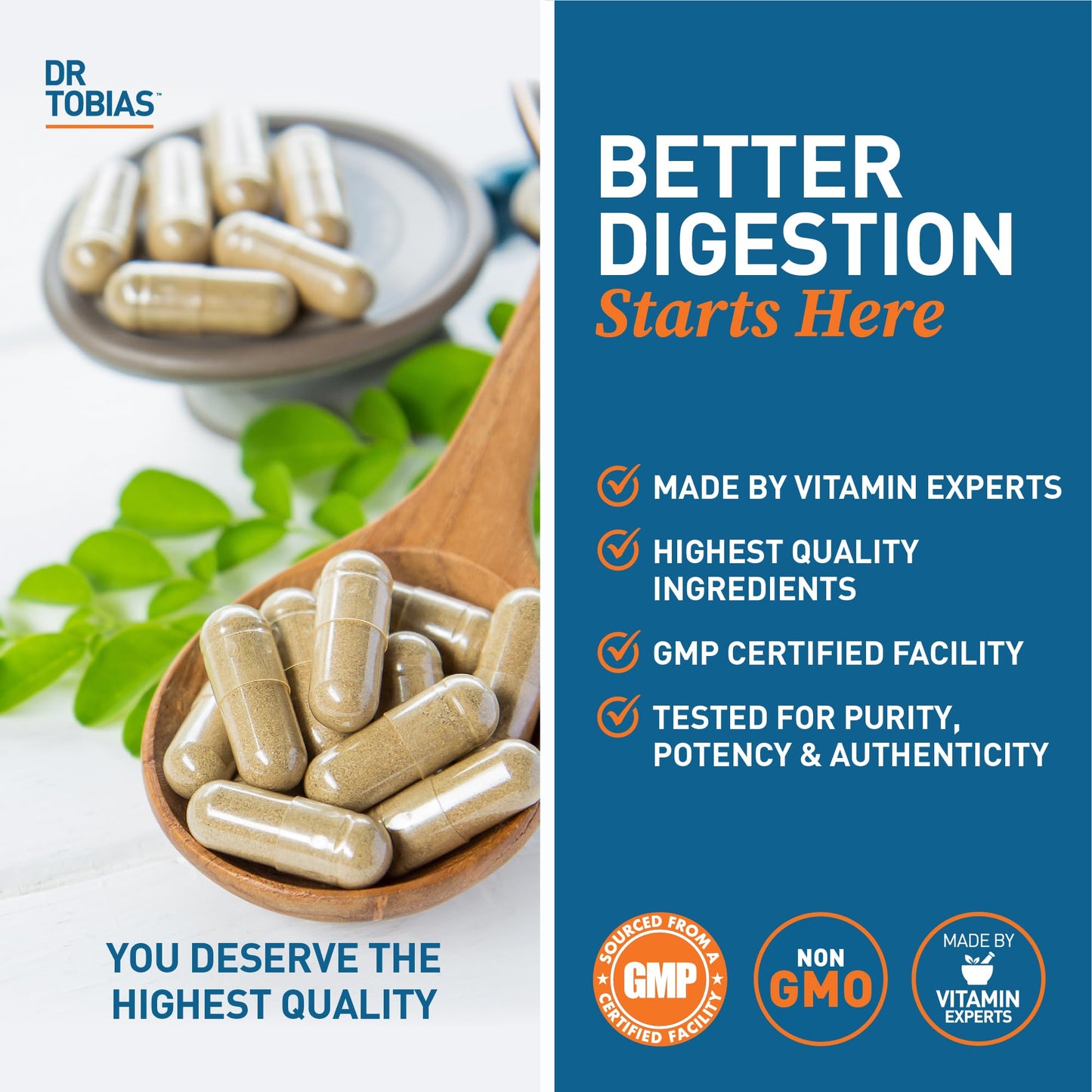 Dr. Tobias Digestive Enzymes Digestion Supplement with 18 Enzymes for Digestion and Gut Health Capsule, 60 Count