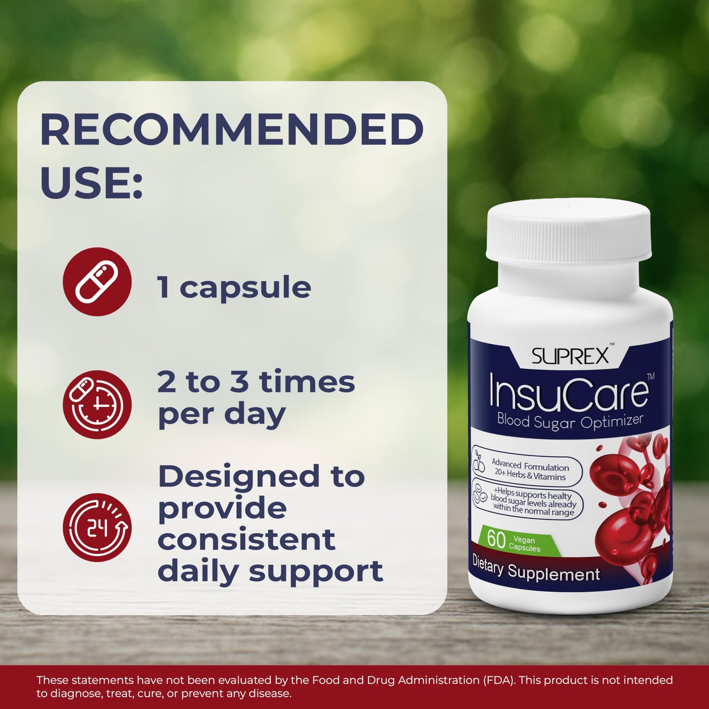 suprex InsuCare Plant-Based Formula with Cinnamon & Gymnema Sylvestre Capsules, 60 Count
