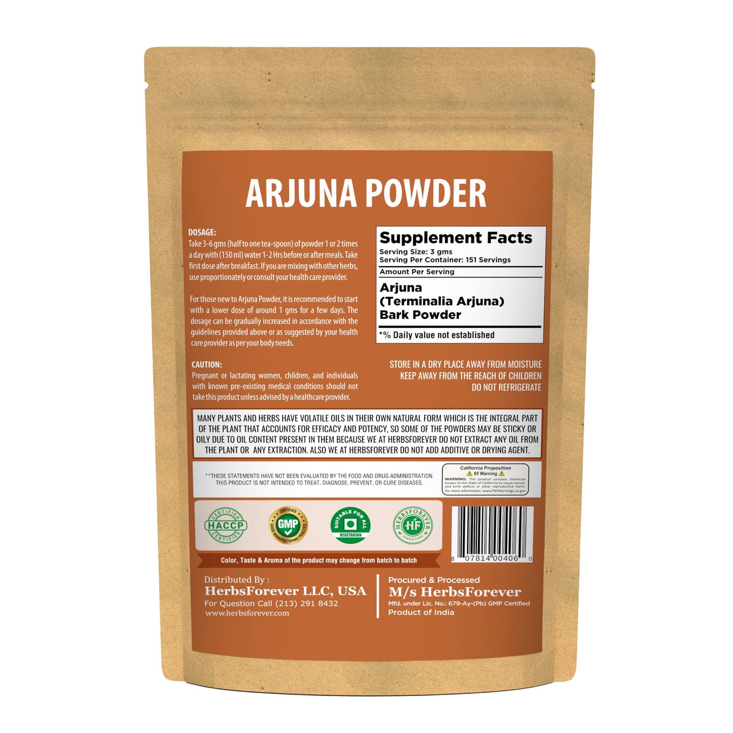 Herbsforever Terminalia Arjuna Bark Powder 16 oz