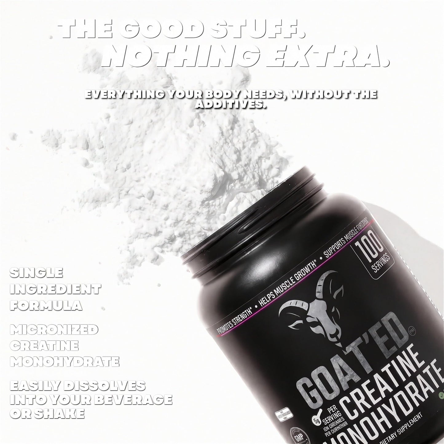 GOAT'ED Creatine Monohydrate Powder 17.6 oz