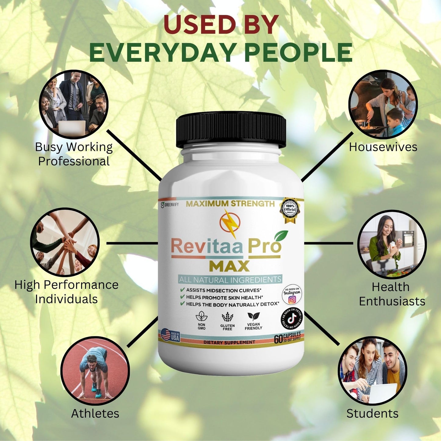 GREENVIFY Revitaa Pro Max Natural Dietary Supplement Capsule, 60 Capsules