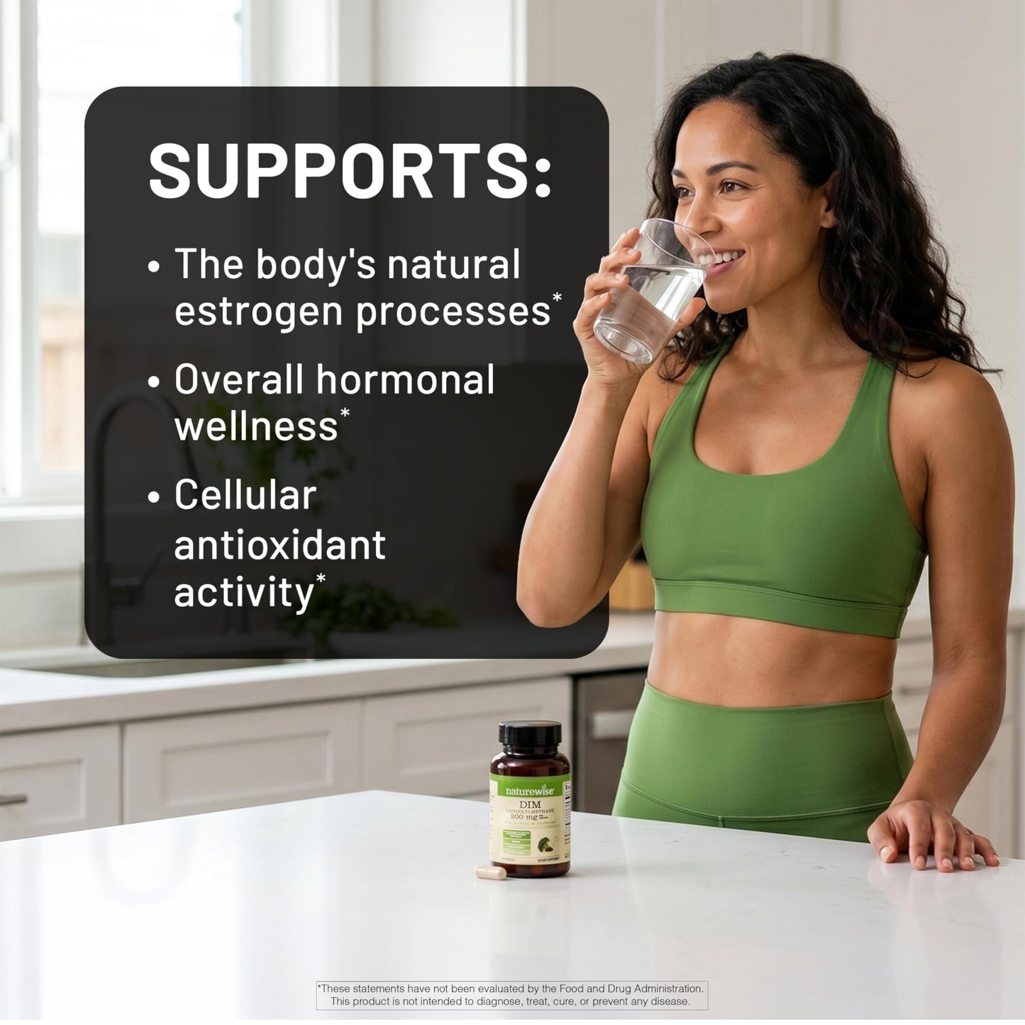 NatureWise DIM Diindolylmethane 200mg Caplets - Broccoli & BioPerine Black Pepper Extract - DIM Supplement for Women & Men - Hormone & Estrogen Support - Vegan - USA Manufactured, 60 Count
