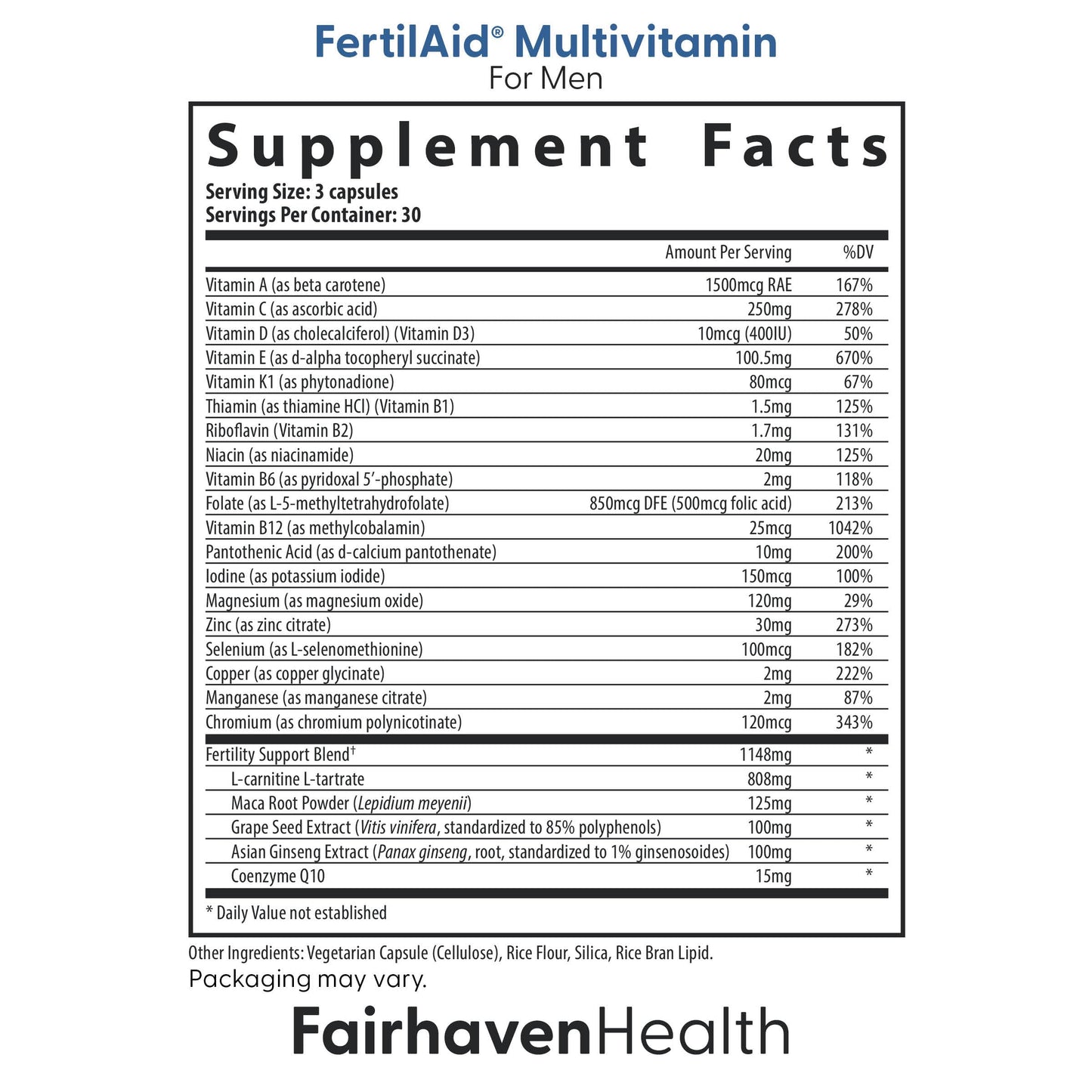 Fairhaven Health FertilAid for Men and MotilityBoost Combo Capsules, 150 Capsules