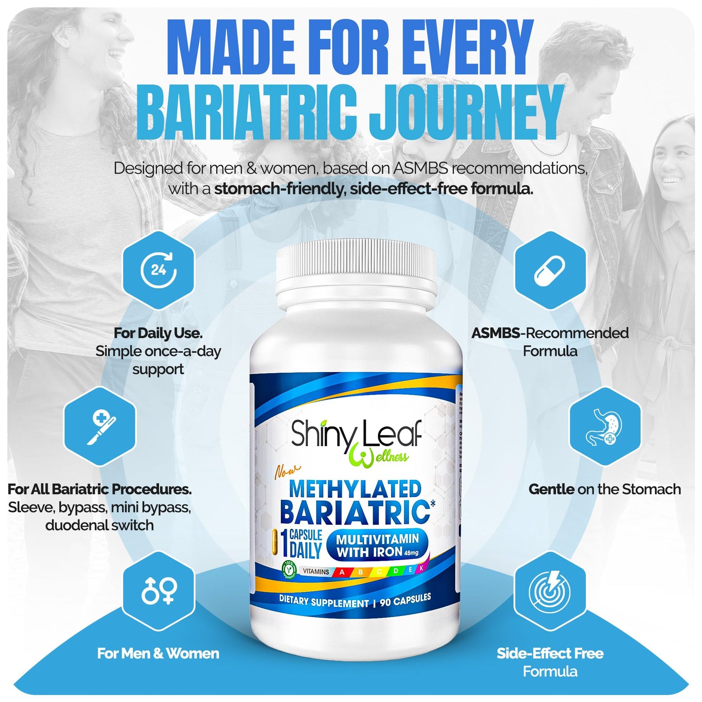 Shiny Leaf Bariatric Multivitamin with Iron 45 mg Capsule, 180 Count