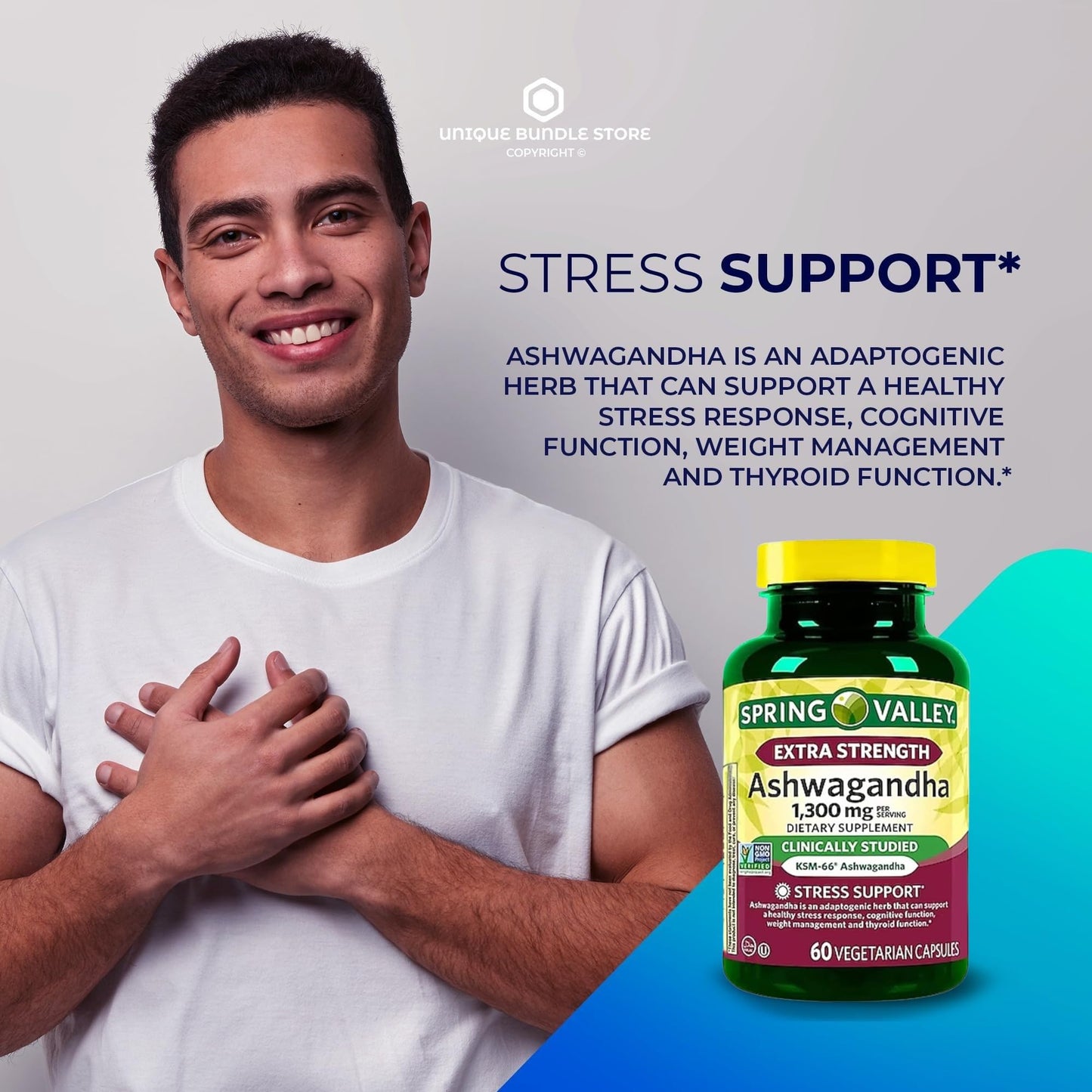 Unique Bundle Store Ashwagandha Extra Strength 1300 mg Capsules 120