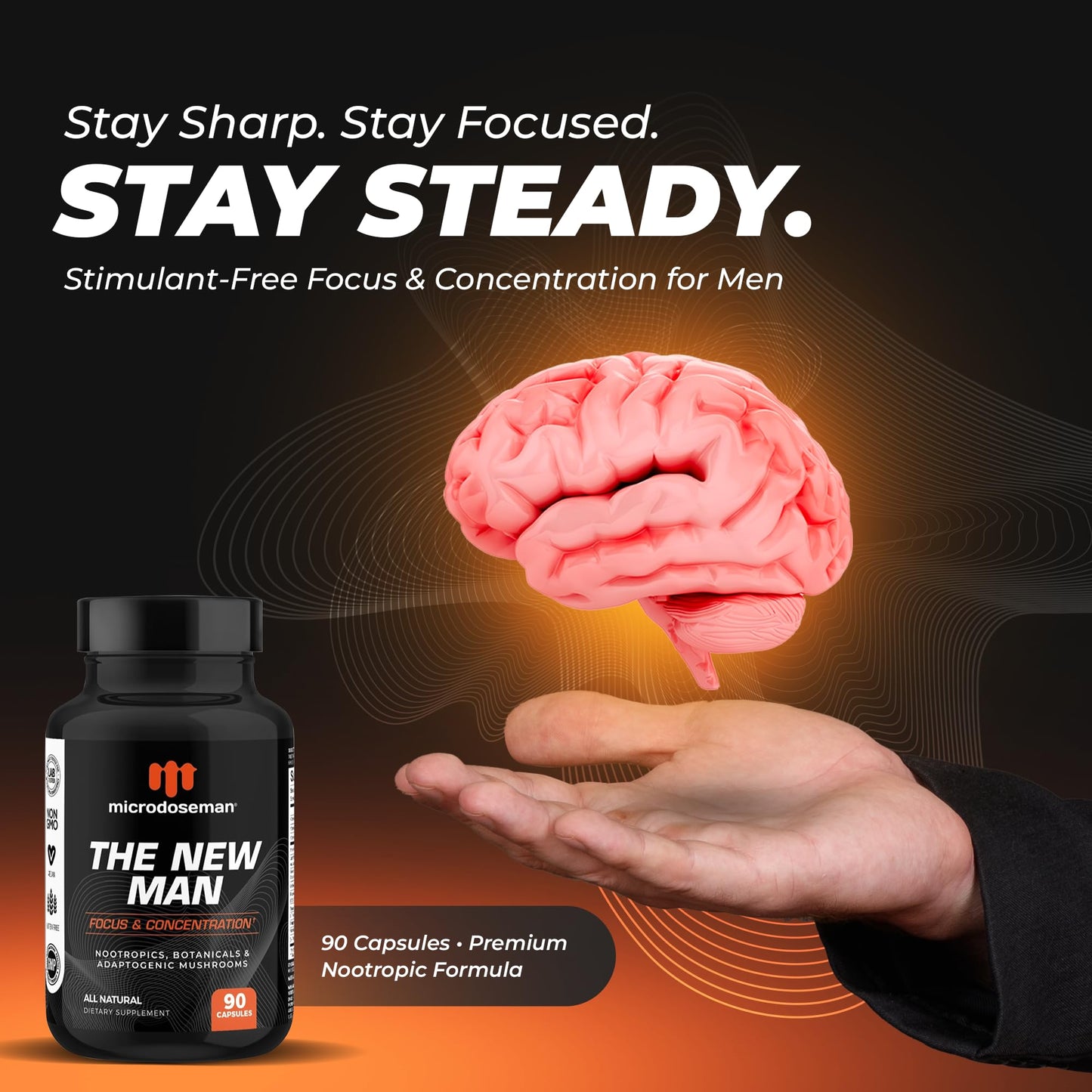 microdoseman The New Man Brain Supplements for Memory and Focus 90 Capsules