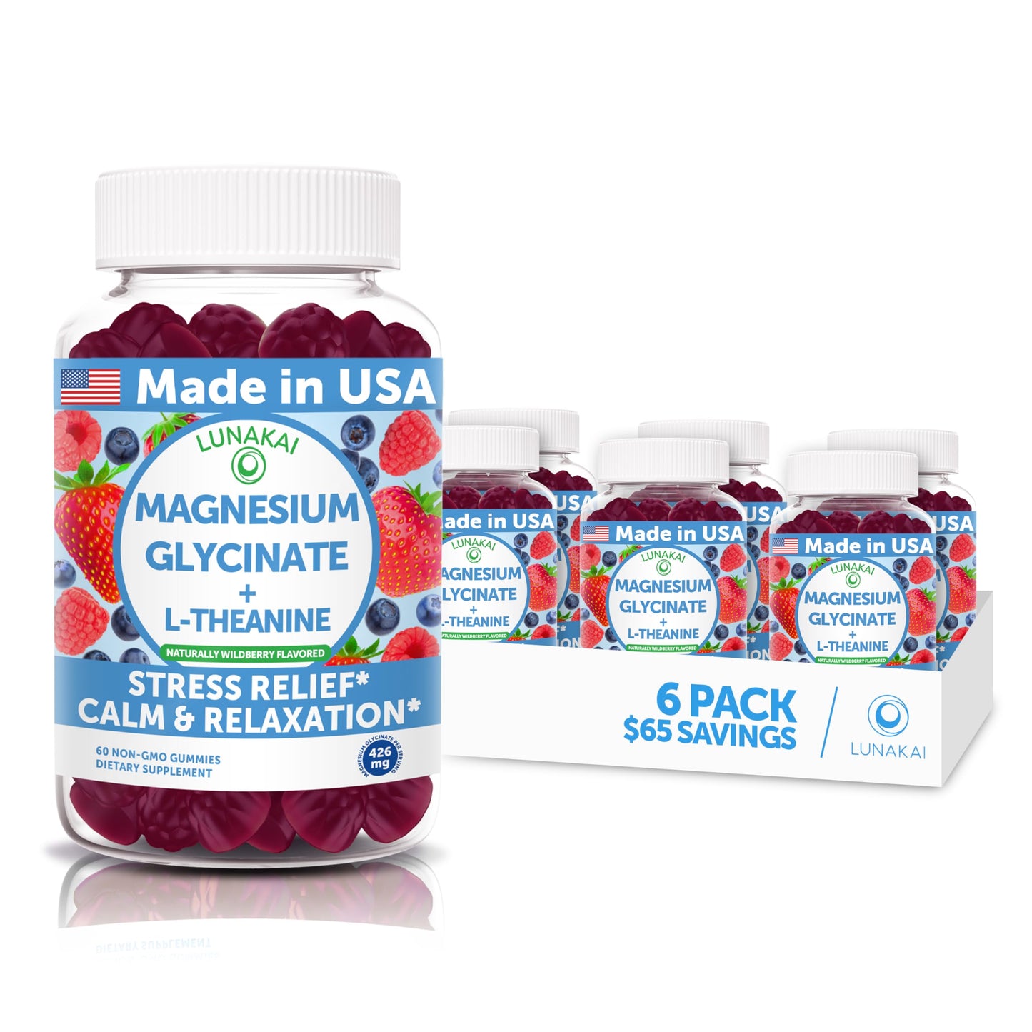 Lunakai Magnesium Glycinate 426mg with L-Theanine, 360 Gummies