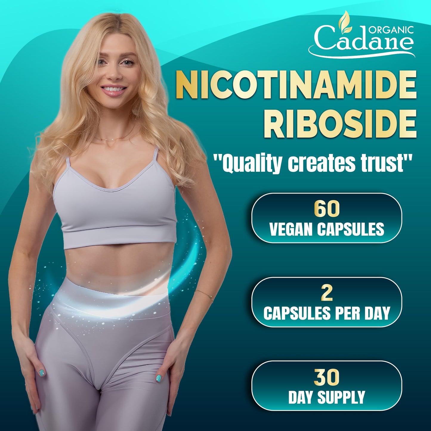 Organic Cadane Nicotinamide Riboside Supplement Capsule, 60 Capsules