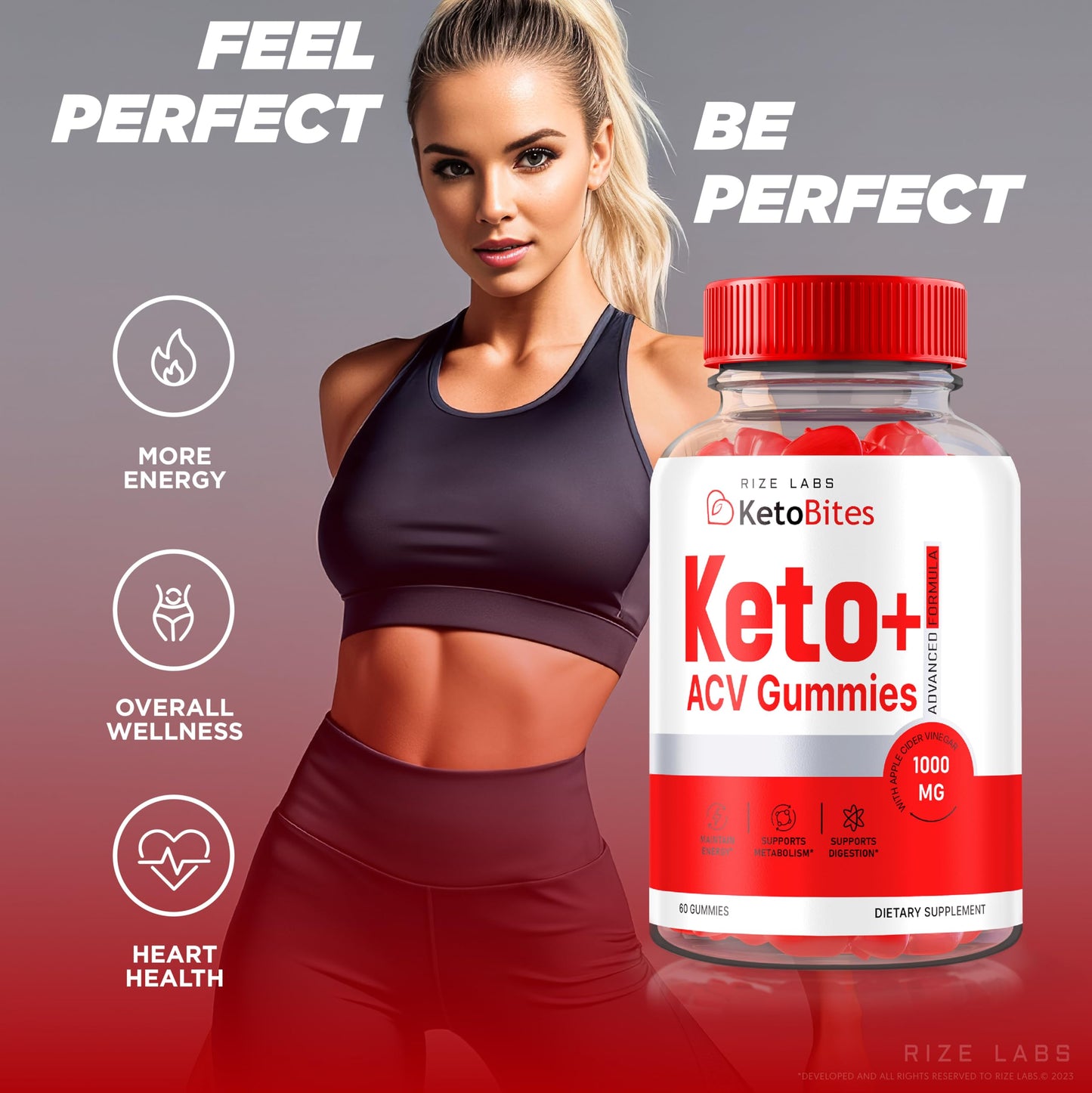 Rize Labs Keto Bites ACV Gummies for Advanced Weight Loss, All Natural Apple Cider Vinegar Supplement, 180 Gummies