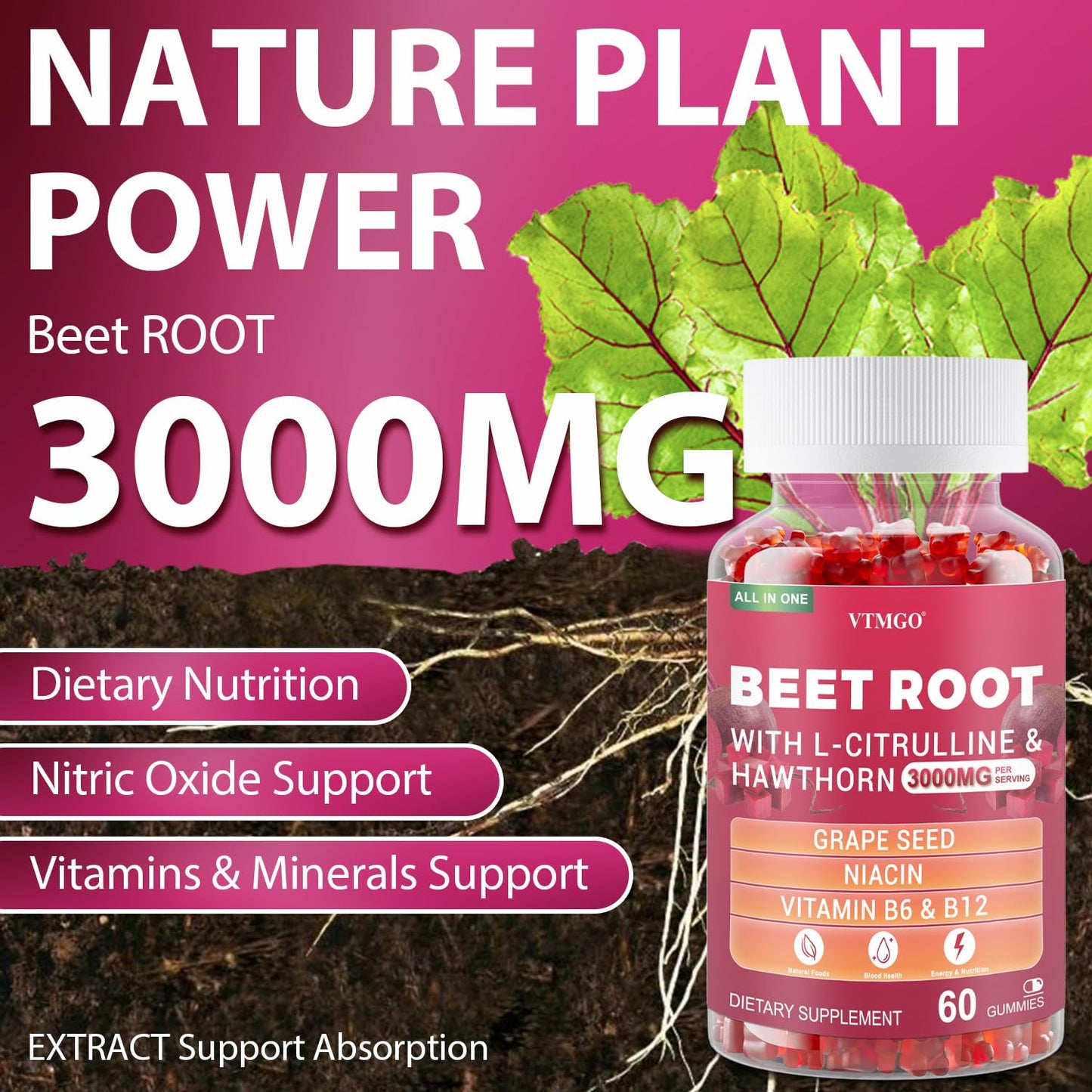 VTMGO Beet Root Gummies 60 Count