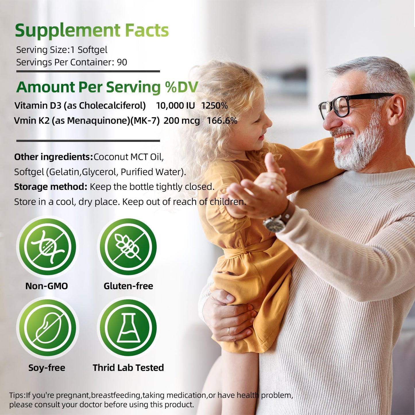 LIVEGIS Vitamin D3 K2 Softgels, 180 Count
