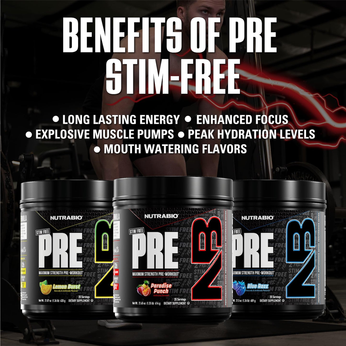 NutraBio STIM-Free PRE Workout for Men Powder Paradise Punch, 21.93