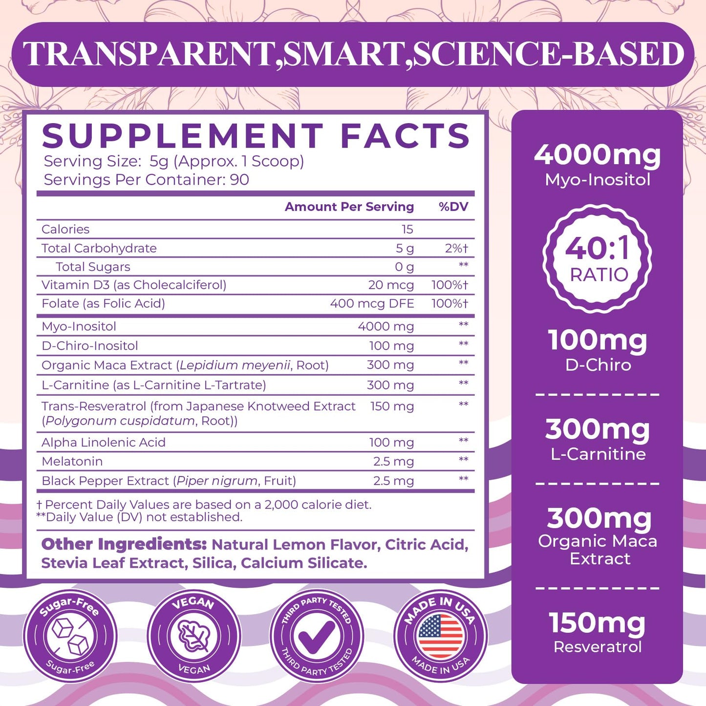 Morivex Myo-Inositol & D-Chiro Inositol Powder, 15.87 oz