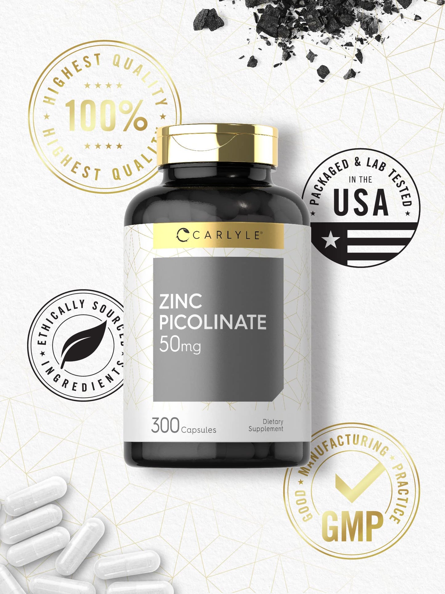 Carlyle Zinc Picolinate 50mg Capsules 300 Count