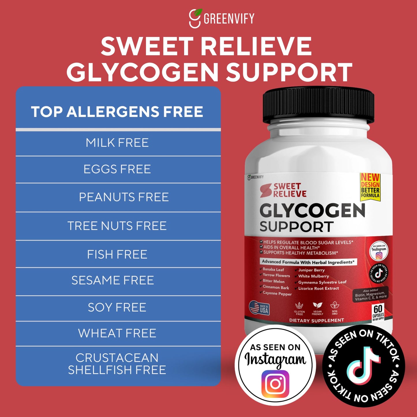 GREENVIFY Sweet Relieve Glyco Optimizer Capsule, 60 Count