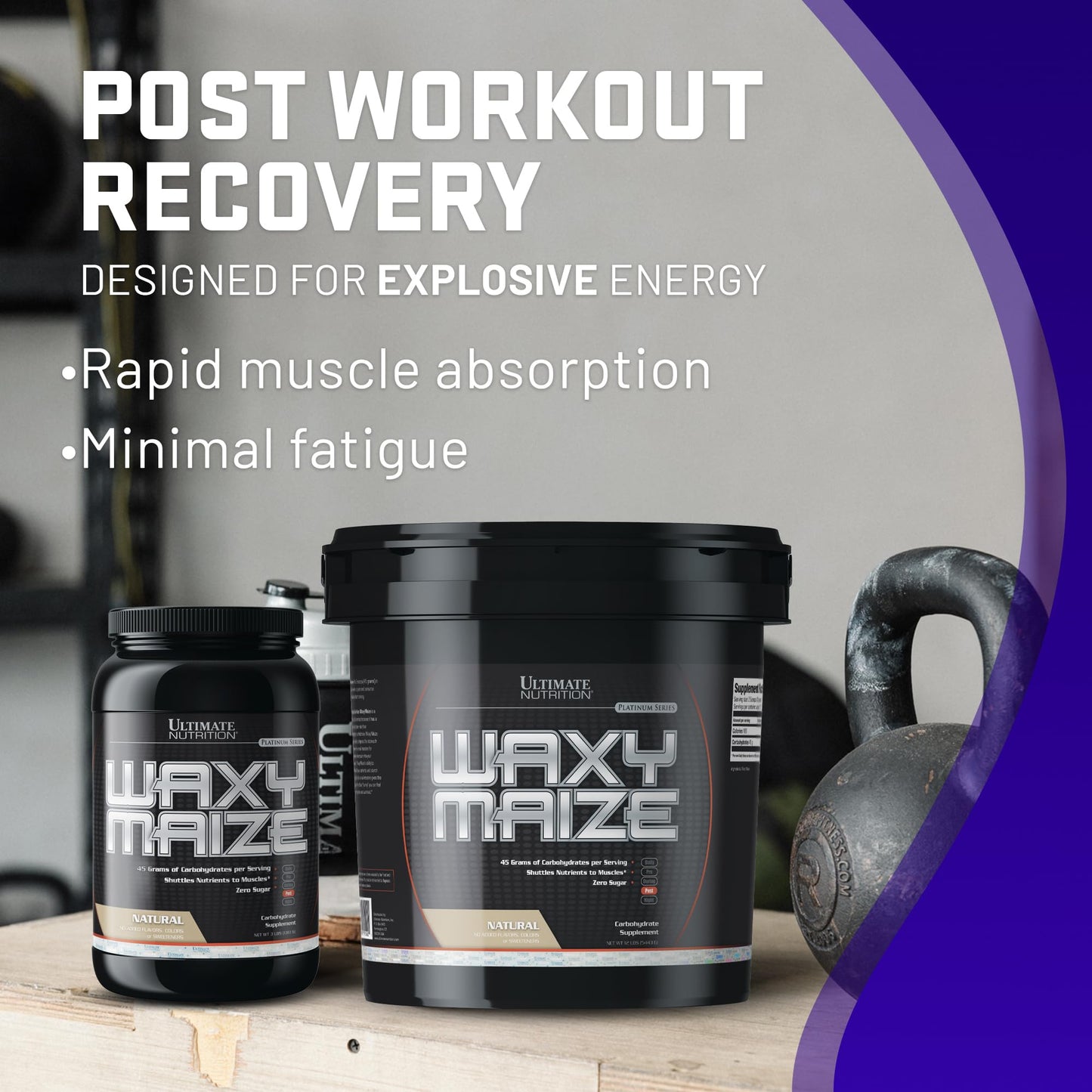 Ultimate Nutrition Carbohydrate Supplement, Wazy Maize - Unflavored Carb Protein Shake Powder & Muscle Builder for Post Workout - Zero Sugar, No Added Flavors, Colors Or Sweeteners 3