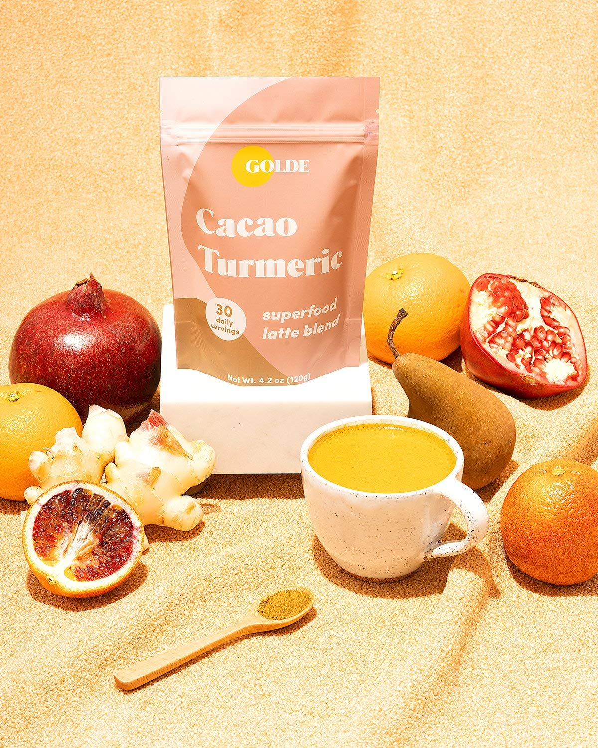 GOLDE Superfood Latte Blend - Cacao Turmeric Powder, 4.2 oz