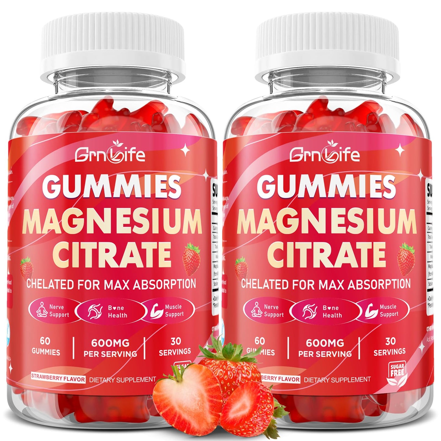 GrnLife Magnesium Citrate Gummies 600mg, Gummy, 120 Count