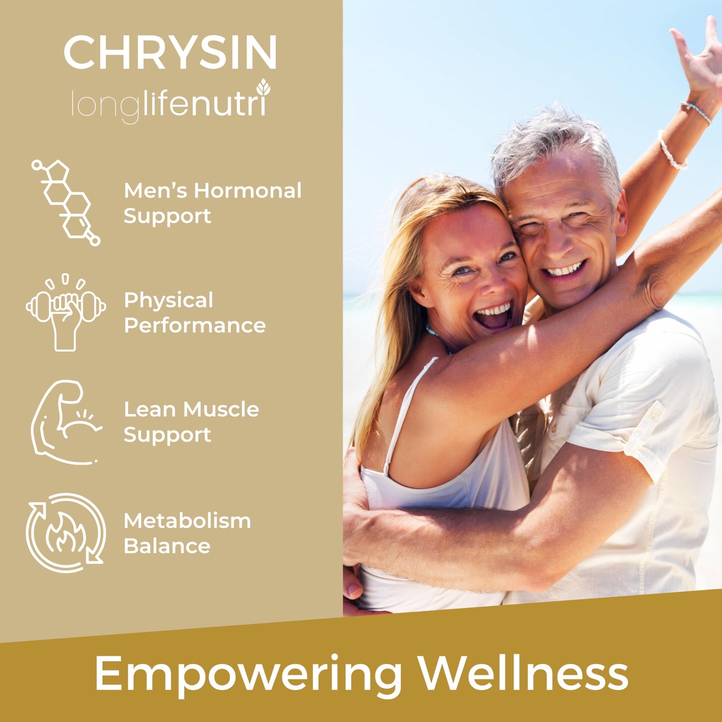 LongLifeNutri Chrysin 500mg Capsules, 180 Count