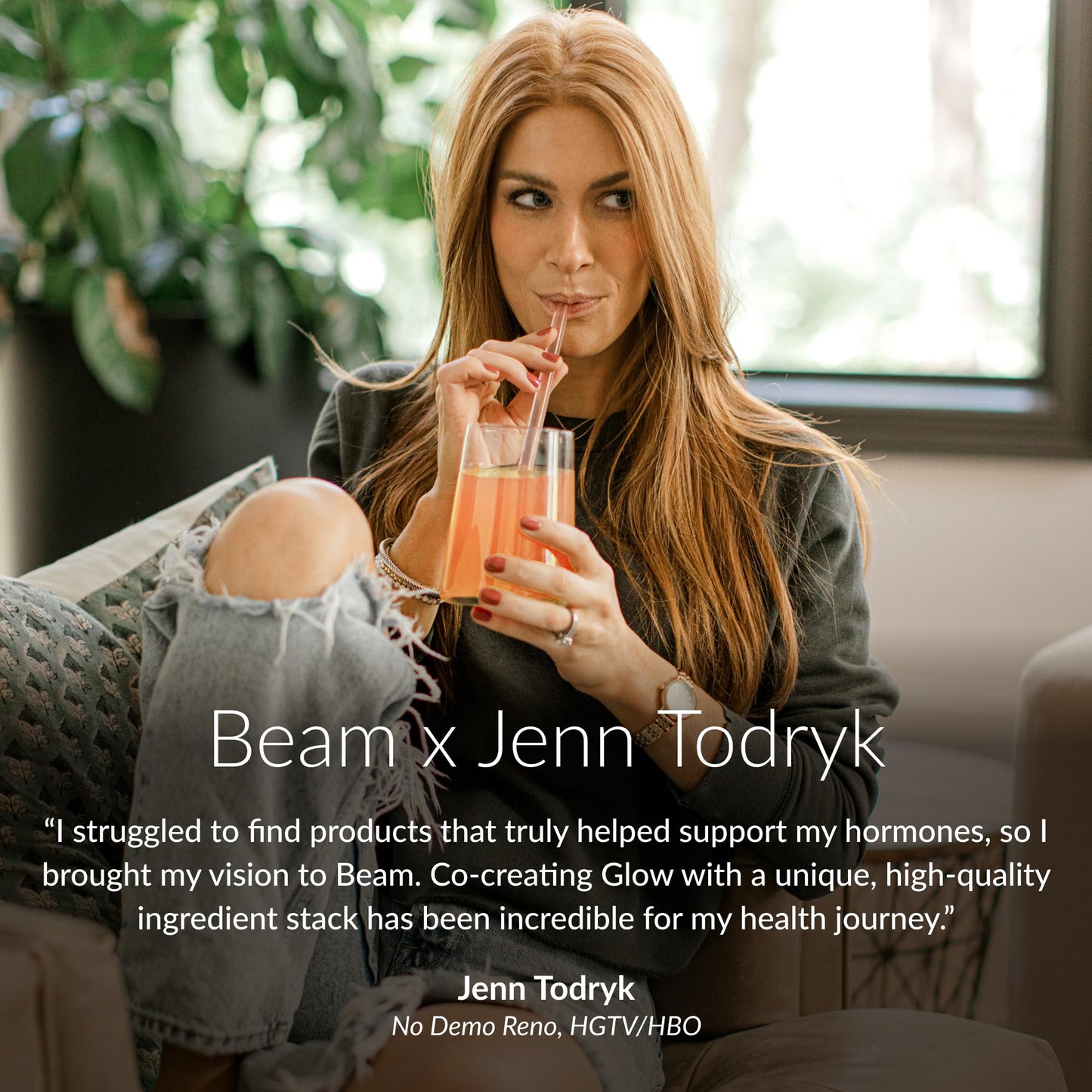 BEAM Glow Hormone Support & Cortisol Supplement for Women Peach Mango Powder, 15 Servings