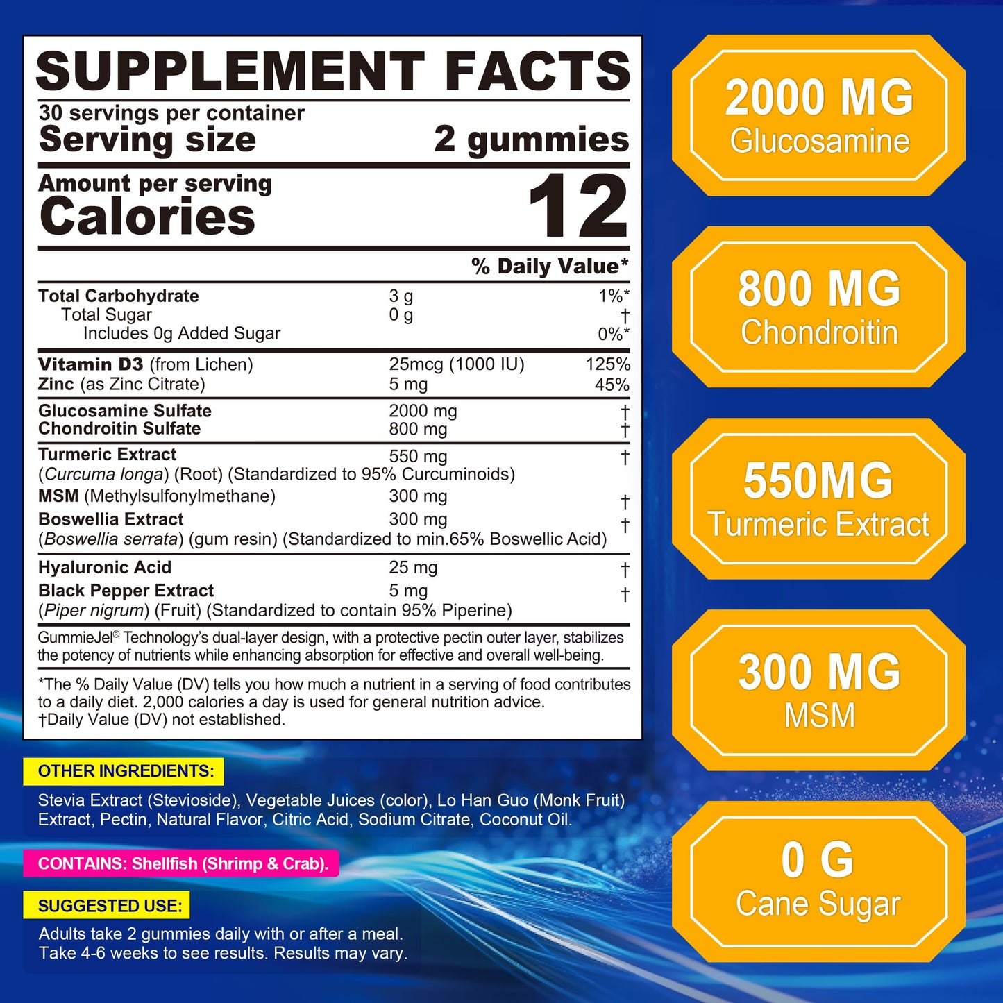 NEVISS Glucosamine Chondroitin Gummies with MSM & Turmeric, 60 Count
