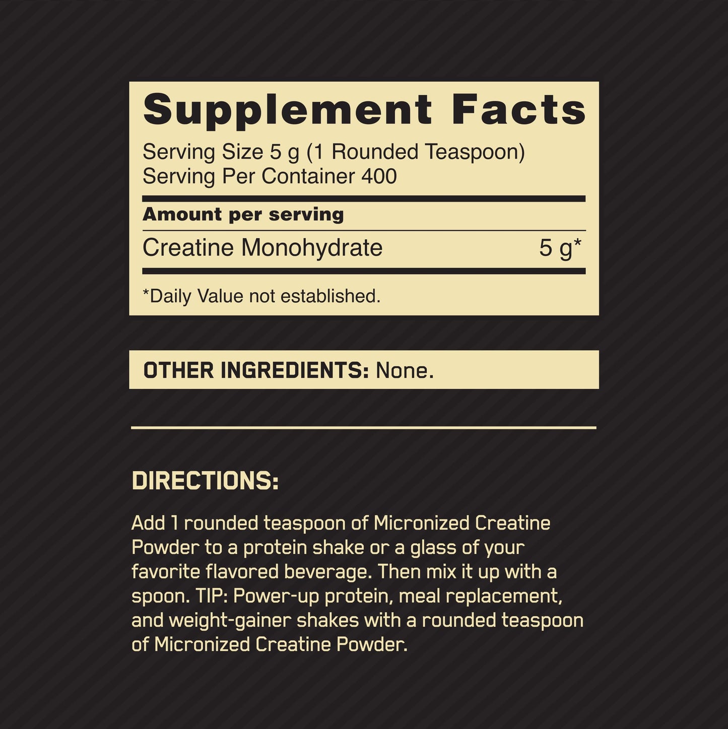 Optimum Nutrition Micronized Creatine Monohydrate Powder, Unflavored, 400 Servings