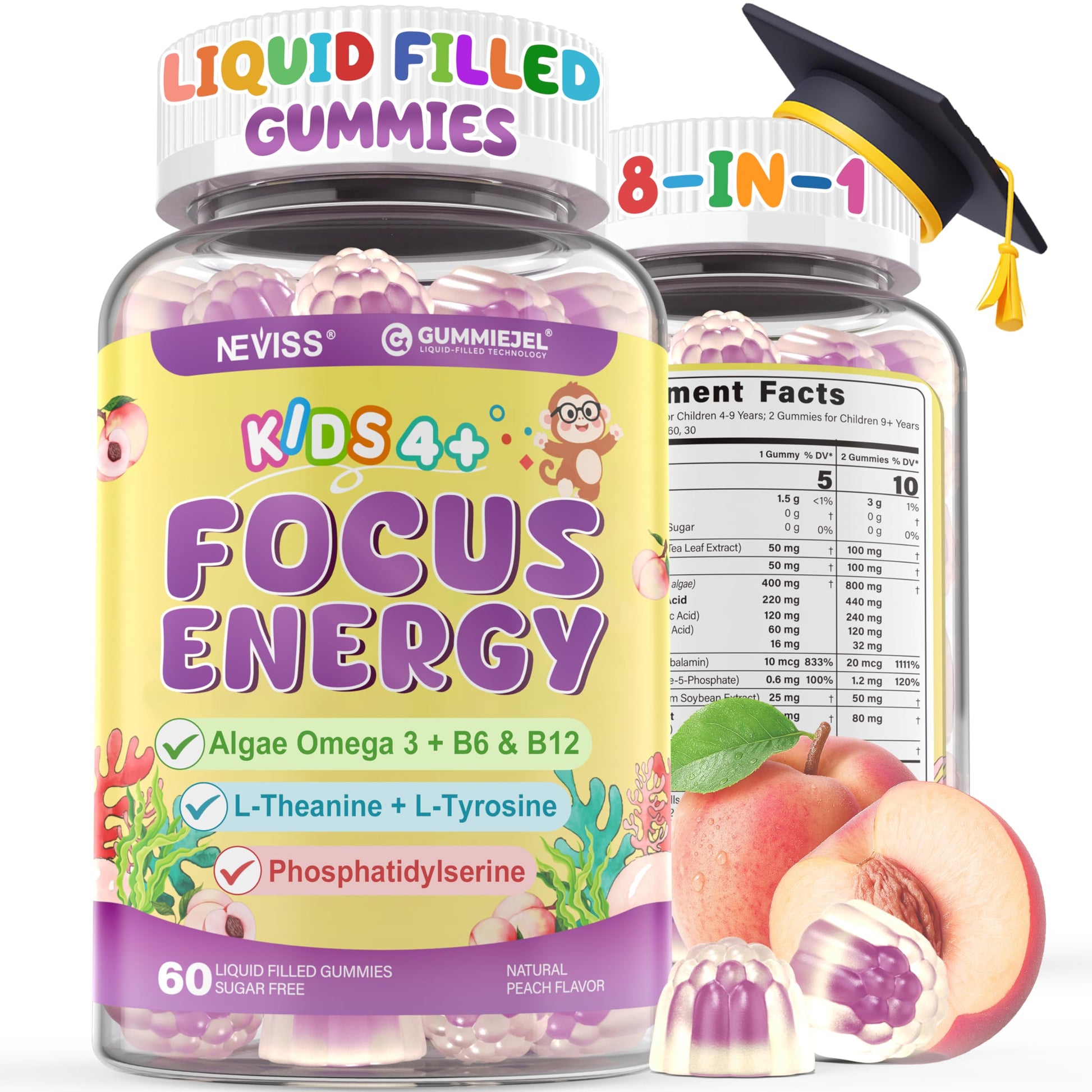 NEVISS Kids Focus Gummies 60 Count