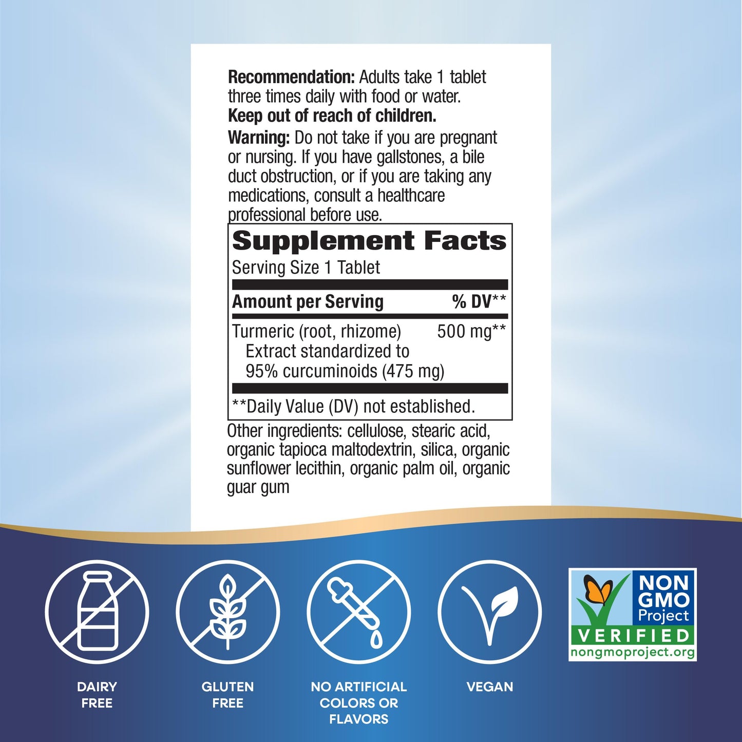 Nature's Way Turmeric Premium Extract Supports Joint Health*, Standardized to 95% Curcuminoids, 500 mg Serving, Non-GMO Project Verified Supplements, 60 Tablets
