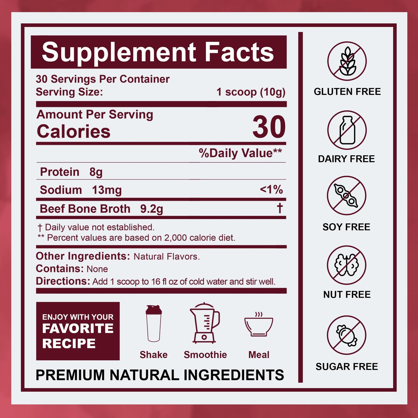 Zammex Beef Bone Broth Protein Powder 10.58 Ounce