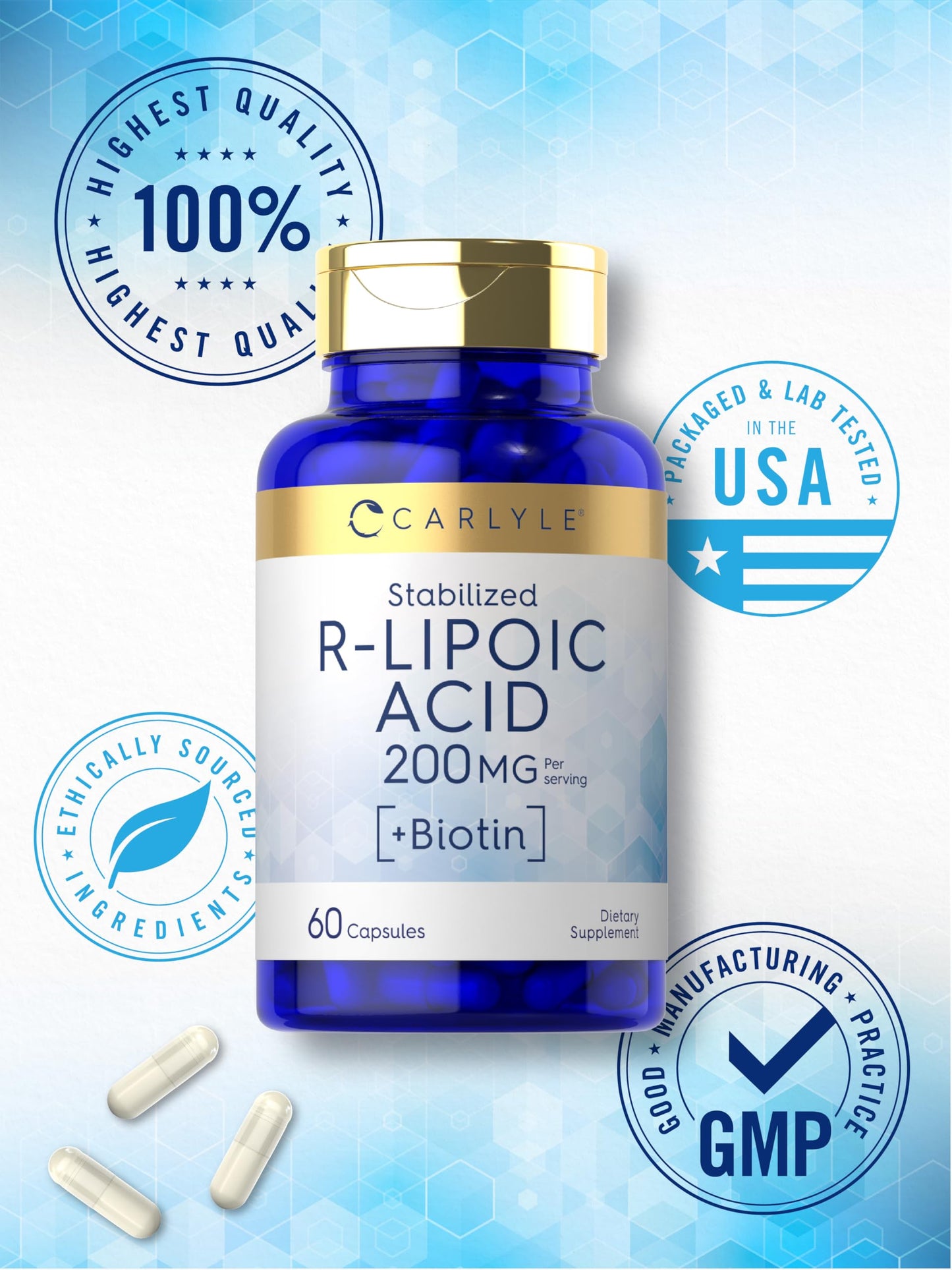 Carlyle R-Lipoic Acid 200mg Capsule, 60 Capsules