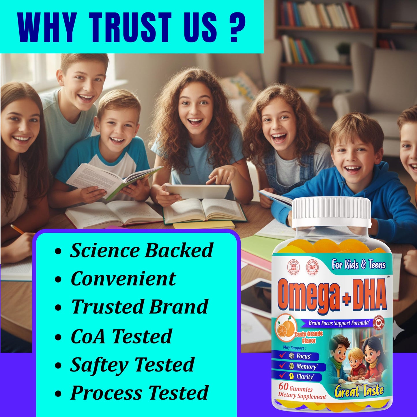 ROVita Omega + DHA Kids Omega 3 DHA Gummies, 60 Gummies
