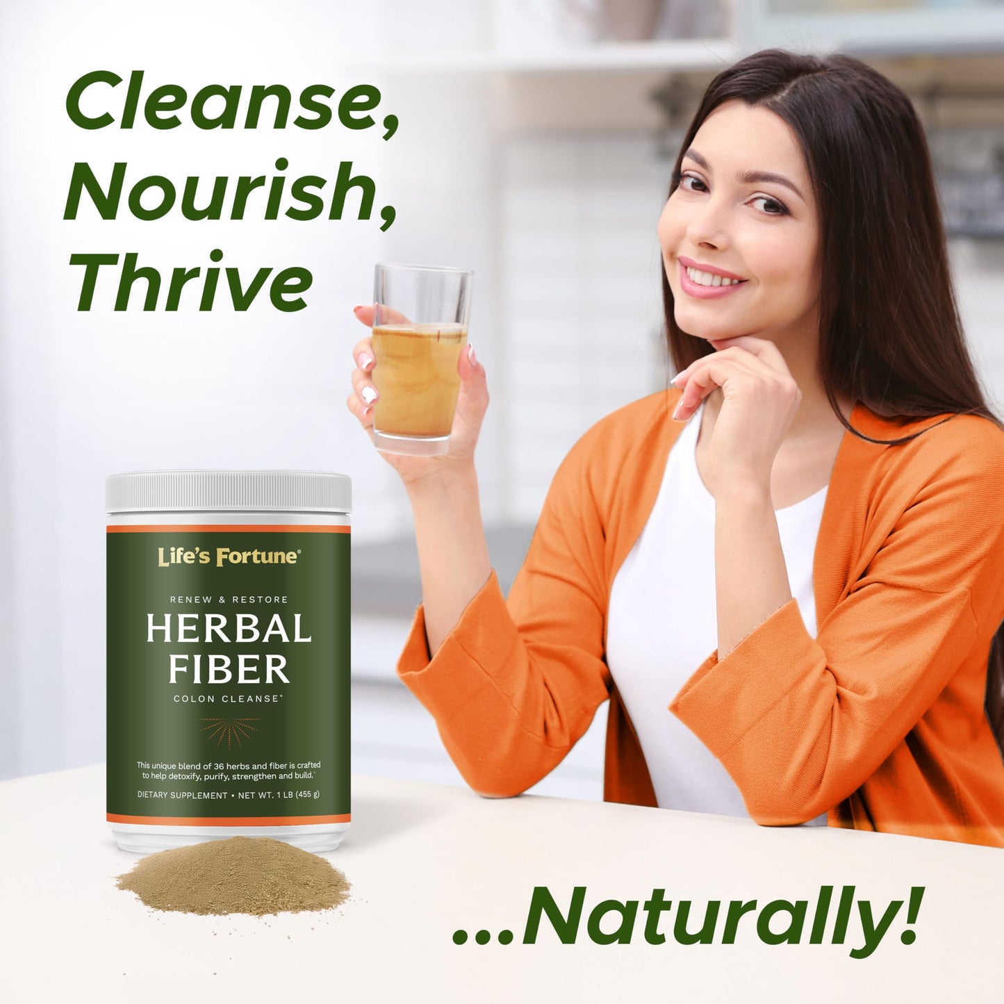 Life's Fortune Herbal Fiber Colon Cleanse Powder, 16-Count