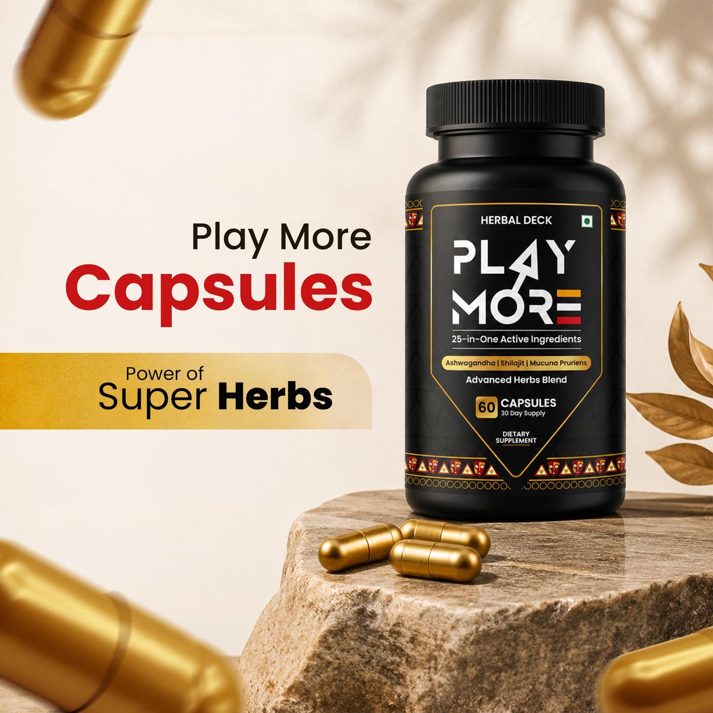 HERBAL DECK Play More Men's Herbal Supplement 60 Capsules