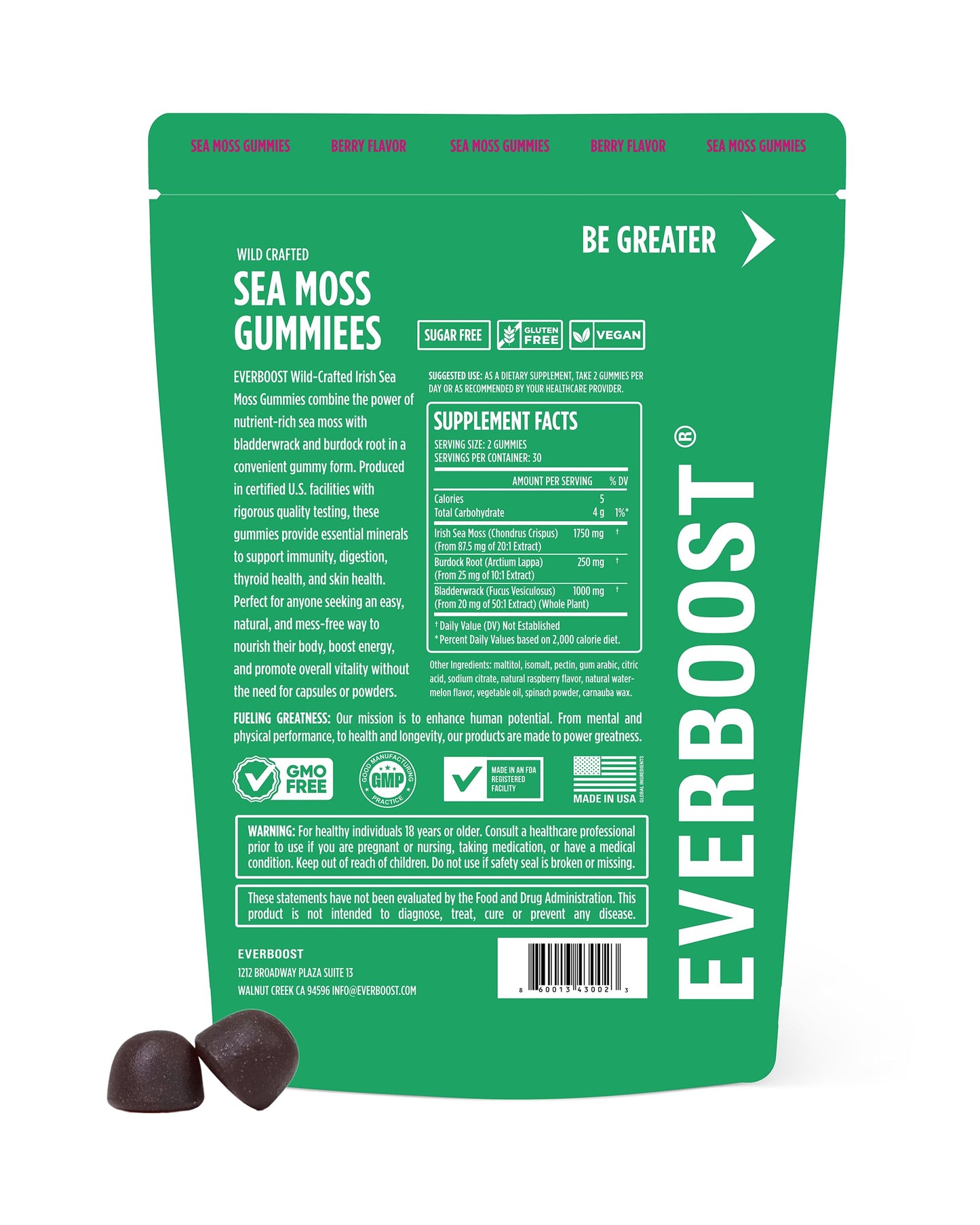 EVERBOOST Irish Sea Moss Gummies 60 Count