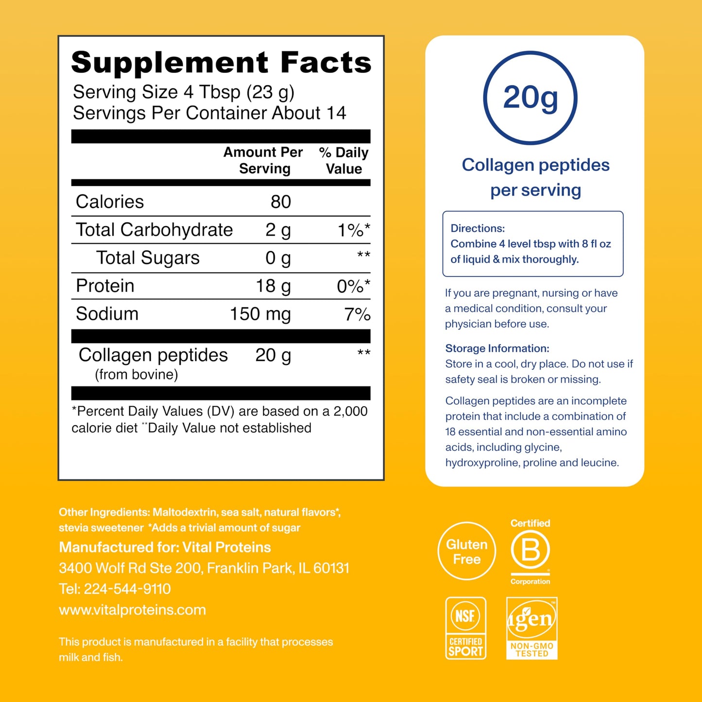 Vital Proteins Collagen Peptides Powder Vanilla 11.5