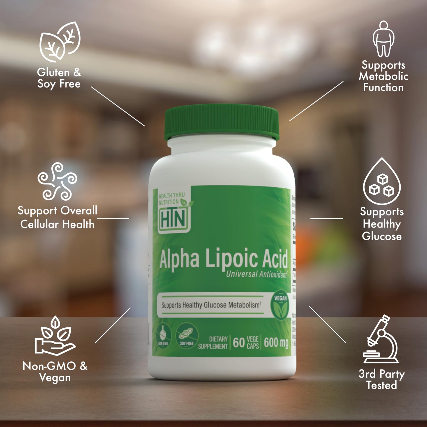 Health Thru Nutrition Alpha Lipoic Acid 600mg Capsules, 60 Count