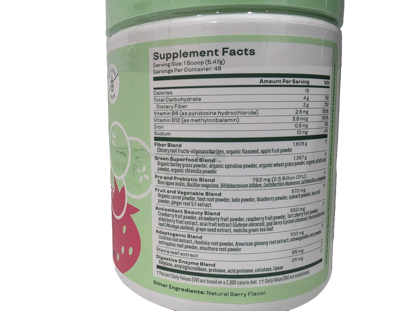 Generic Blooms Super Greens & Superfoods Powder Berry Flavor 9.26 Ounce
