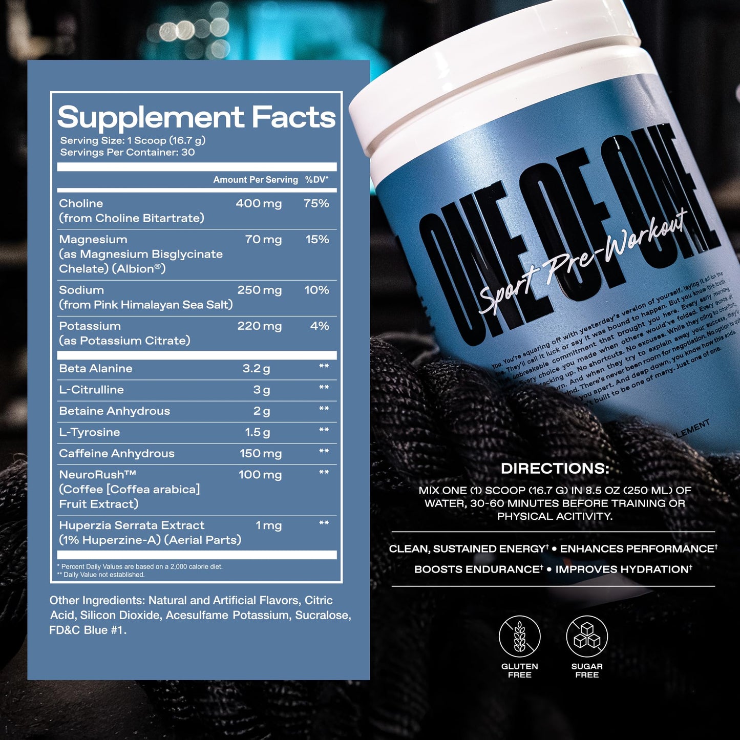 ONE OF ONE Sport Pre-Workout Powder 1 Pound 30 Servings