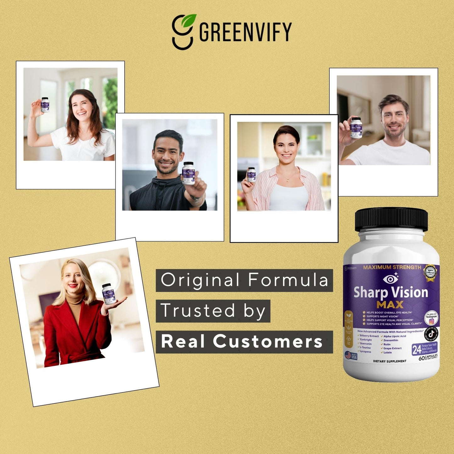 GREENVIFY Sharp Vision Max Eye Health Supplement Capsule, 60 Count