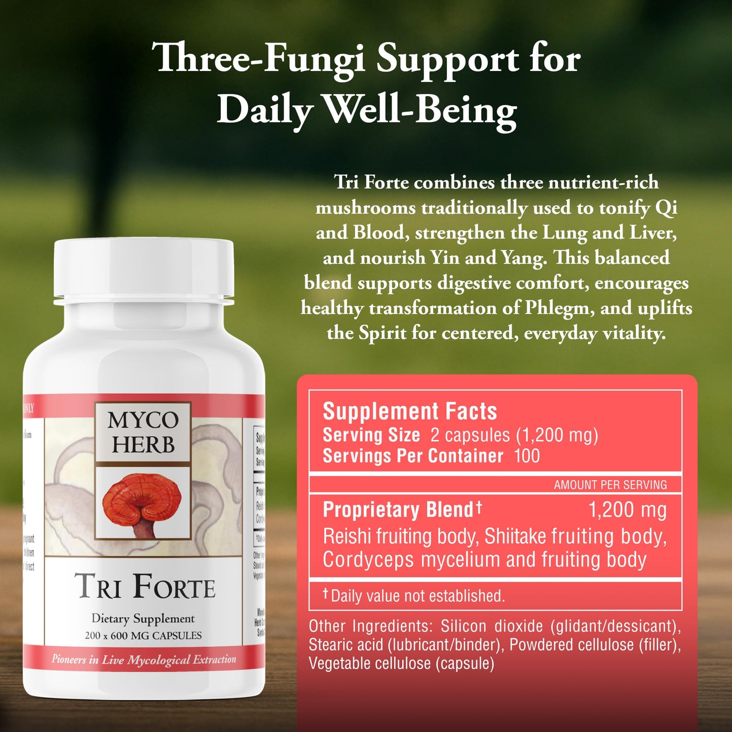 Kan Herbs Tri Forte Three-Mushroom Extract Tablets, 120 Count