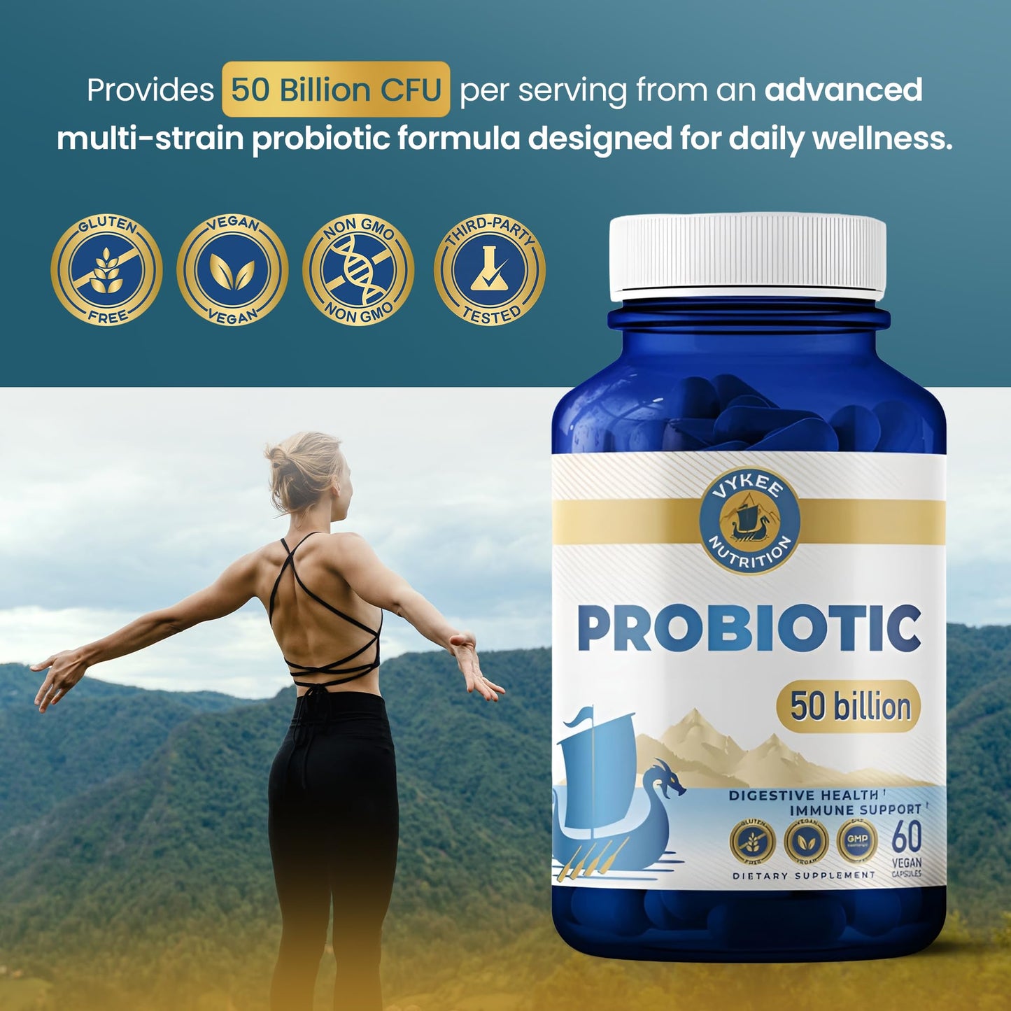 Vykee Nutrition Daily Probiotic Capsules, 60 Capsules