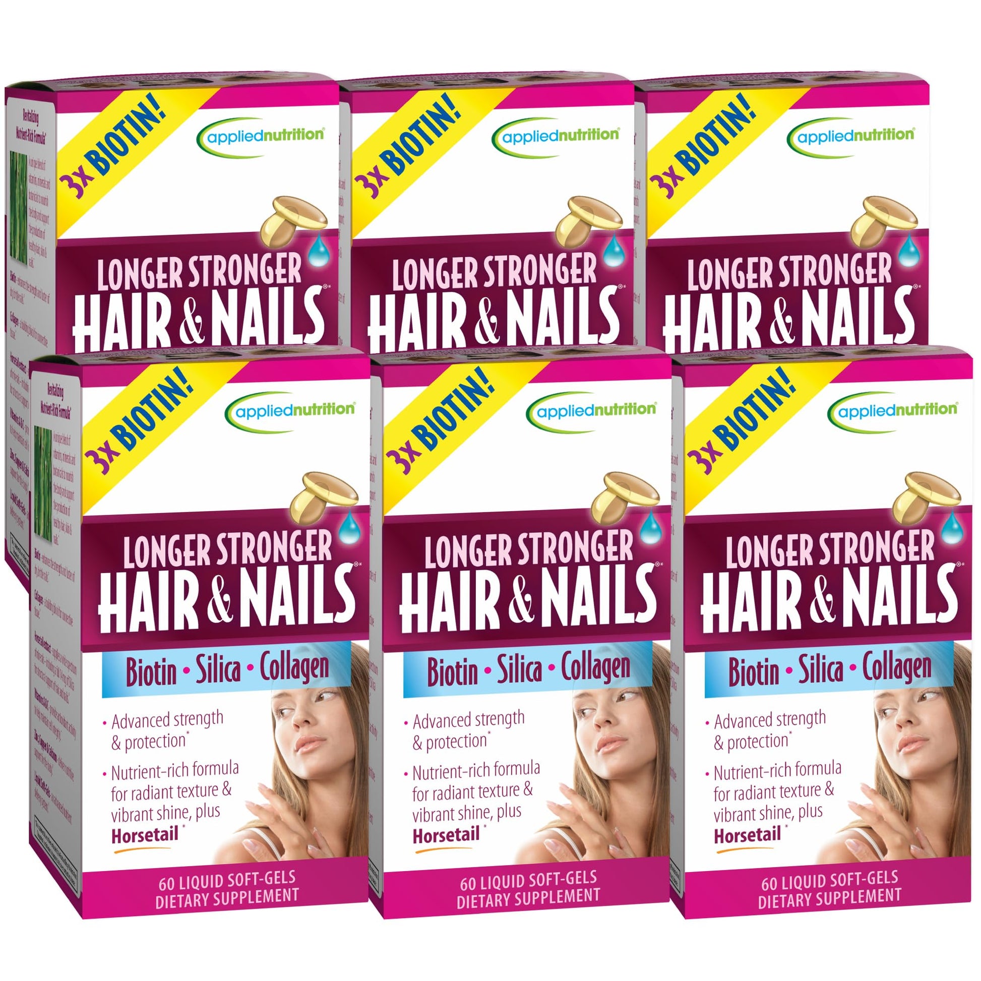 Applied Nutrition Longer Stronger Hair & Nails Softgels 360