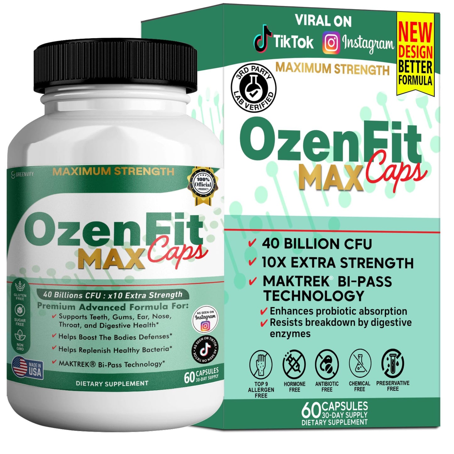 GREENVIFY OzenFit Caps Max Probiotic Supplement Capsule, 60 Capsules
