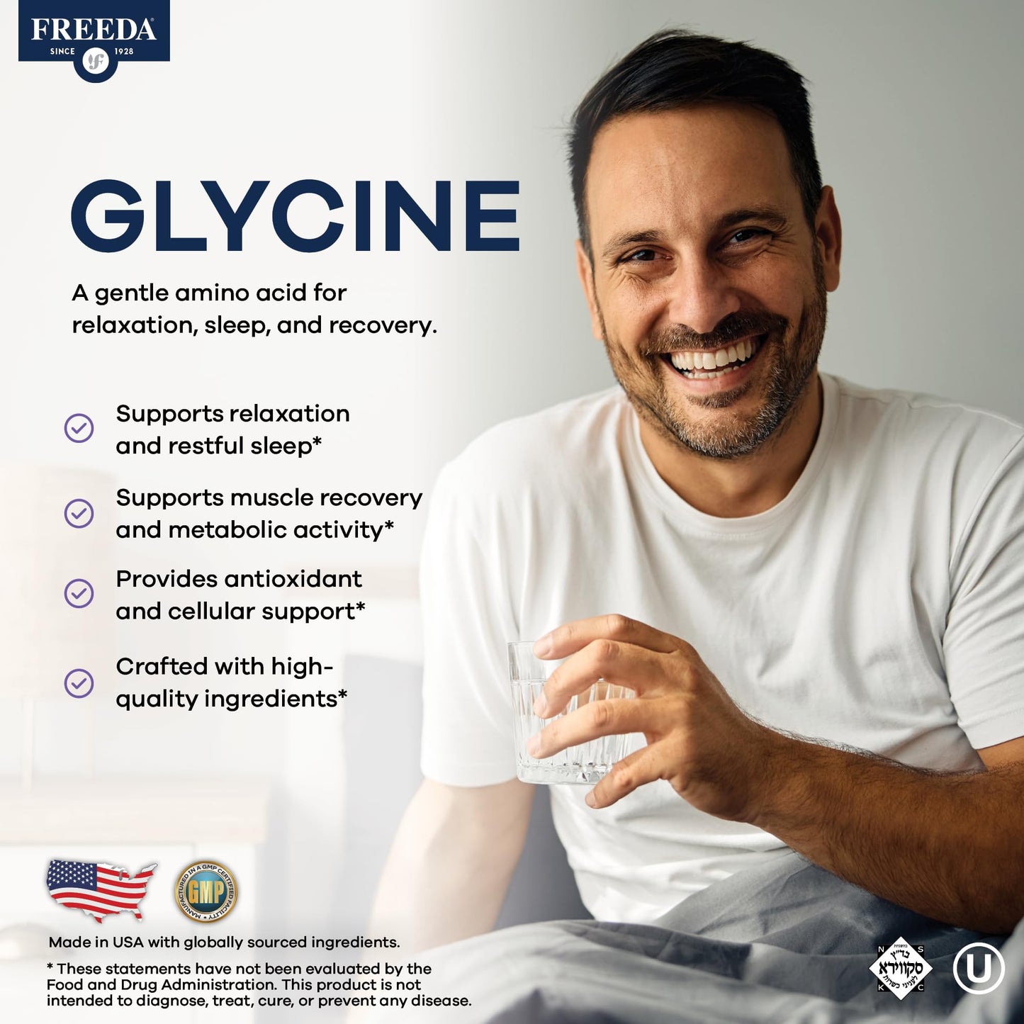FREEDA Glycine for Sleep Support Capsule, 100 Count